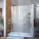 Unidoor 53 - 61 Hinged Shower Door with Glass Shelves