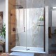 Unidoor 53 - 61 Hinged Shower Door with Glass Shelves
